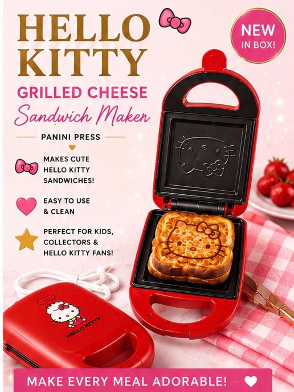 HELLO KITTY GRILLED CHEESE SANDWICH MAKER NIB